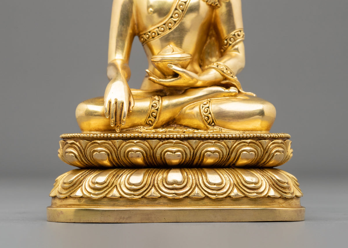 Shakyamuni Buddha: Serene 24K Gold Gilded Statue