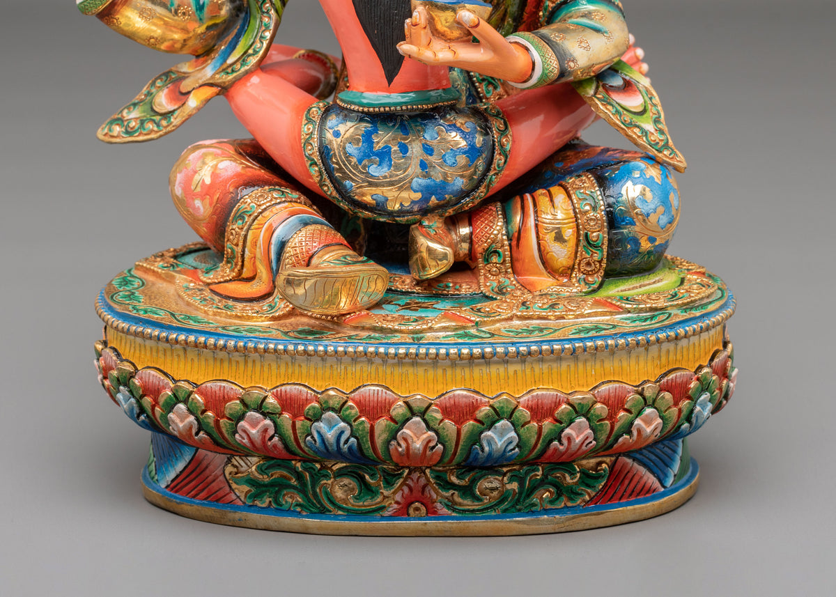 Guru Rinpoche Sculpture with Consort | Buddhist Handmade Artwork