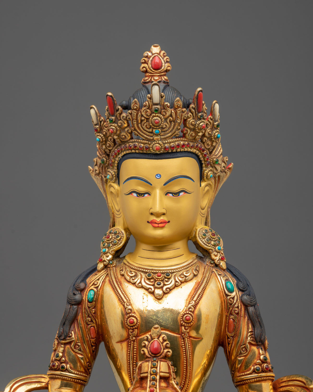 Amitayus 24k Gold Coated Sculpture | Buddha of Infinite Life and Longevity