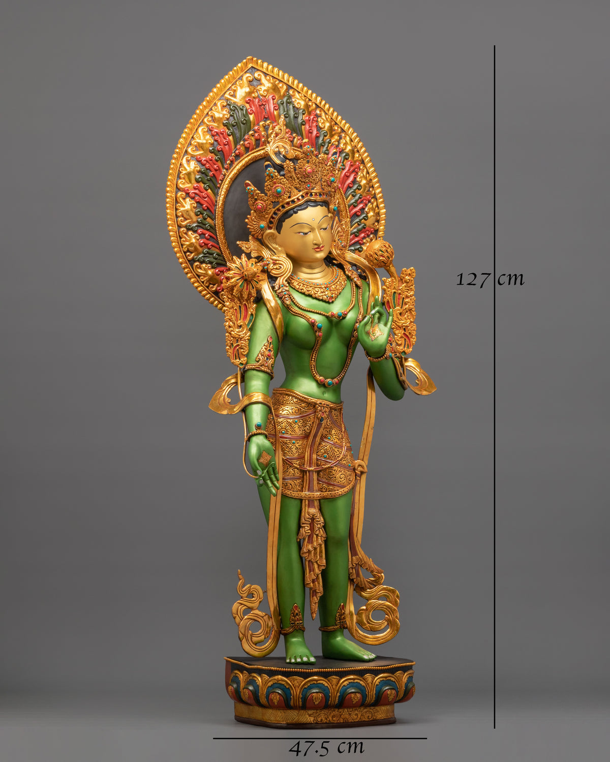 Standing Green Tara Sculpture | 50 Inches Tall Buddhist Statue