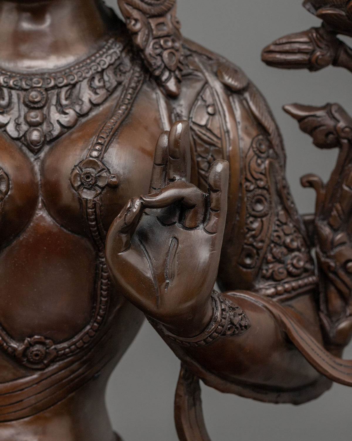 White Tara Oxidized Copper Sculpture for Altar Decor