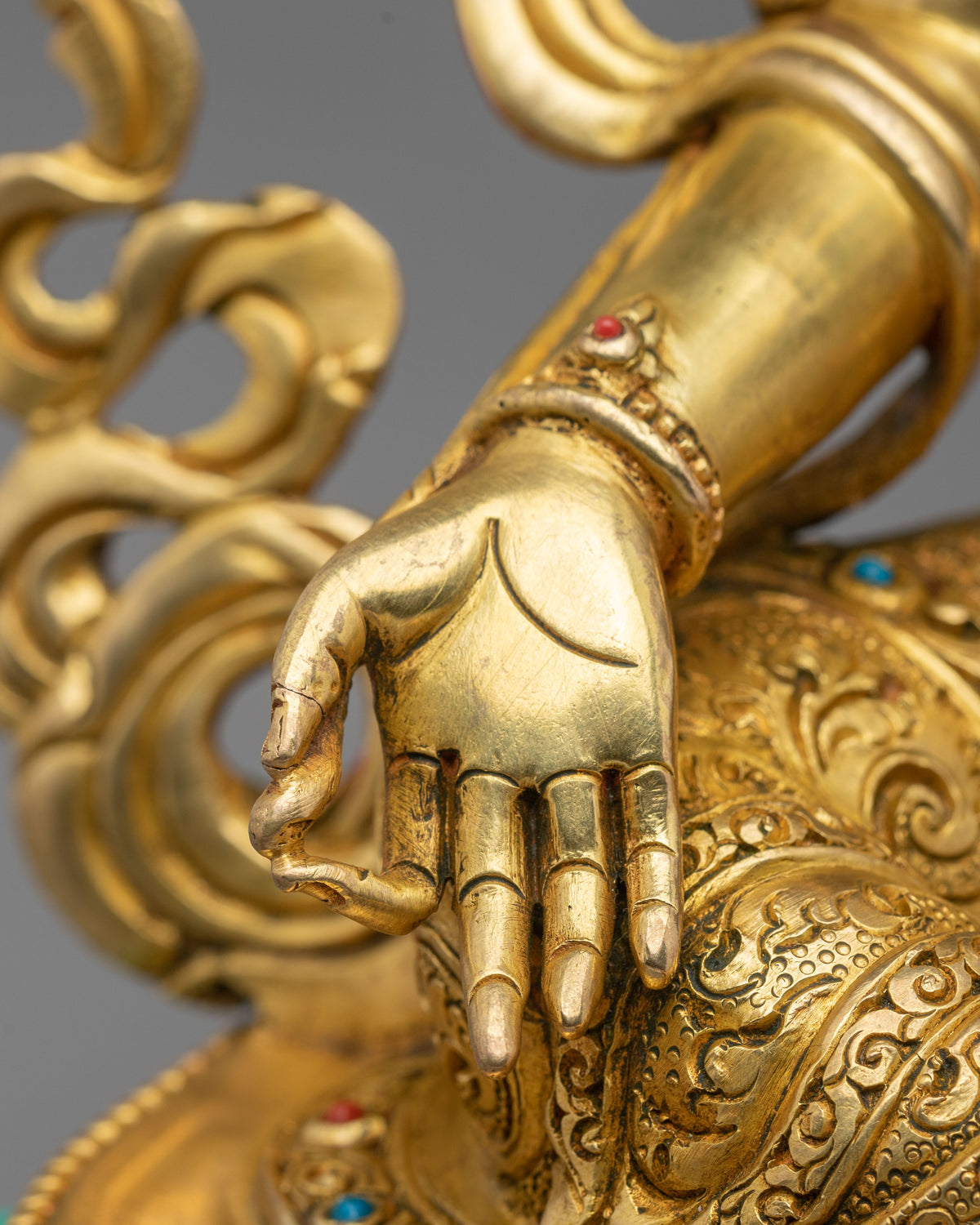 Green Tara Handmade Statue with 24K Fire Gold Gliding