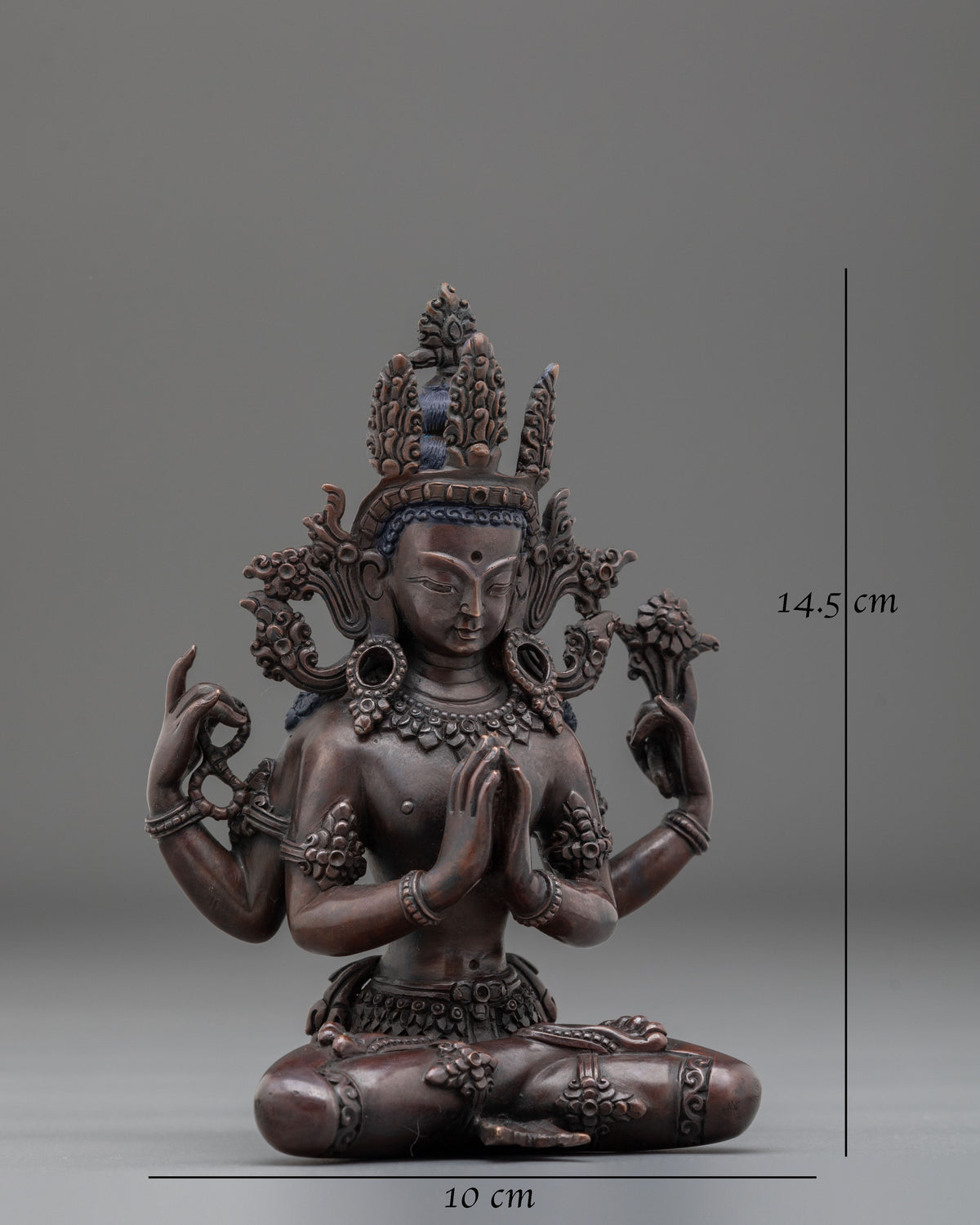 Chenrezig Oxidized Copper Handcrafted Statue