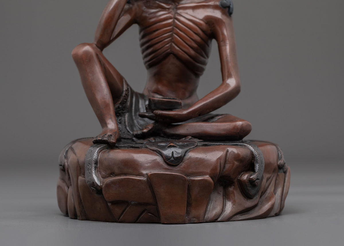 Master Jetsun Milarepa Statue | Oxidized Copper Figurine