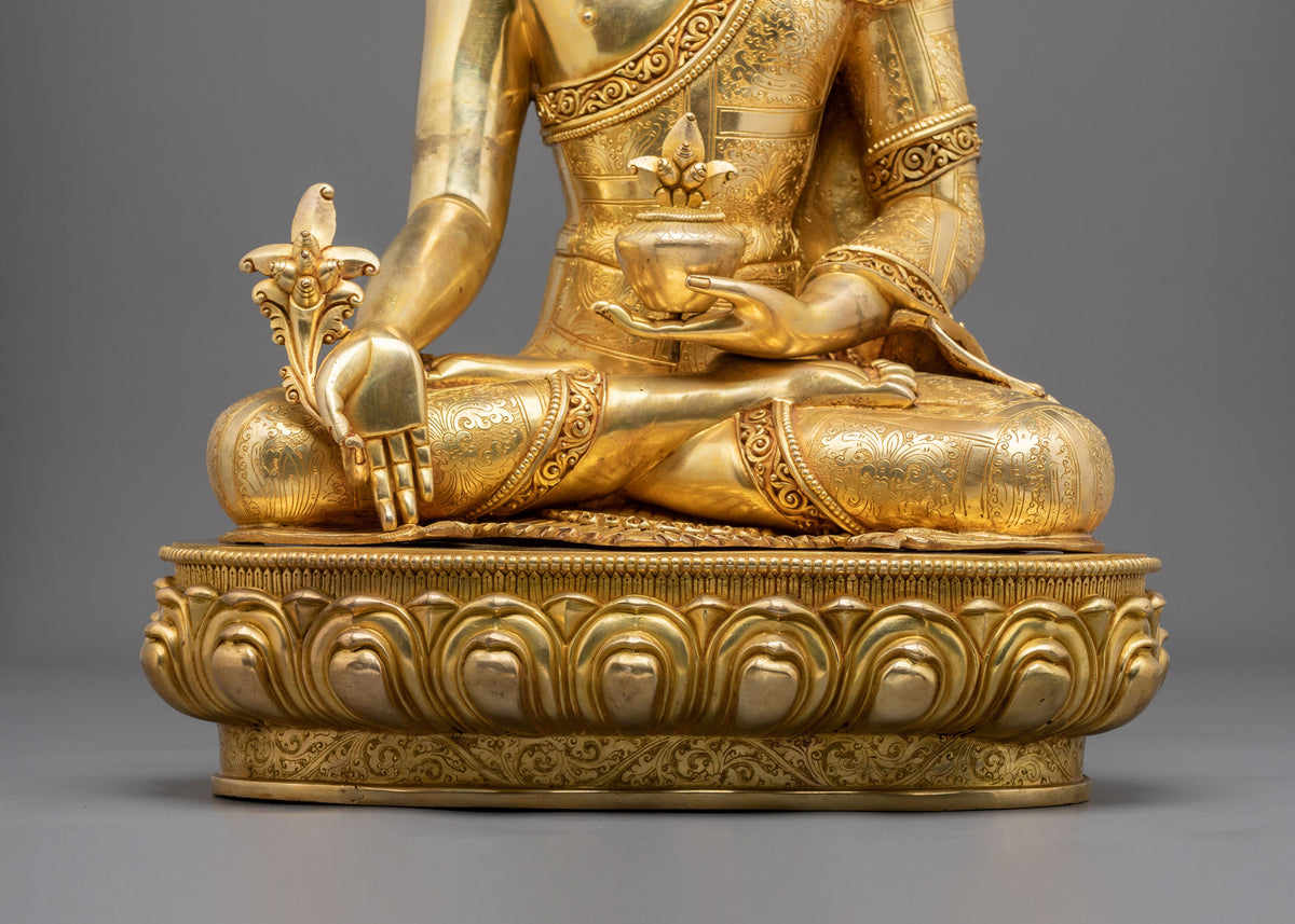 Medicine Buddha: 24K Gold Gilded Copper Statue