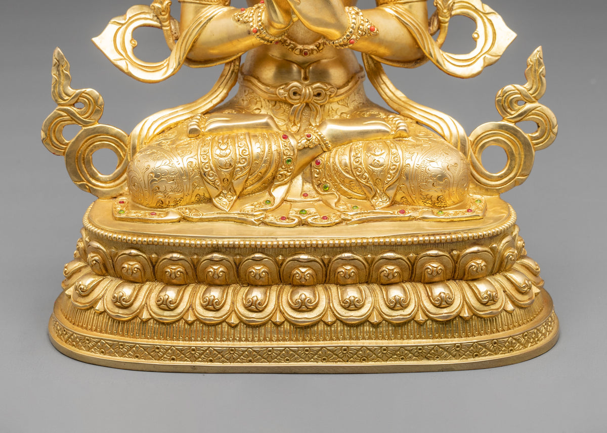 Buddhist Prayer Maitreya Buddha Statue | 24K Gold Gilded Future Buddha Sculpture