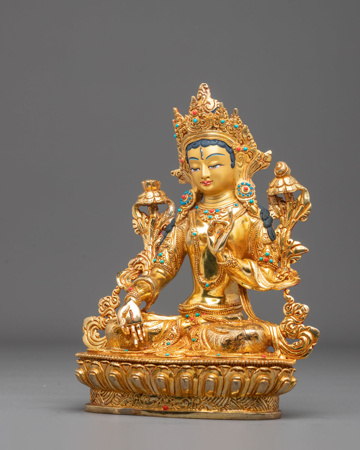 White Tara 24K Gold Coated Sculpture | Altar Decor