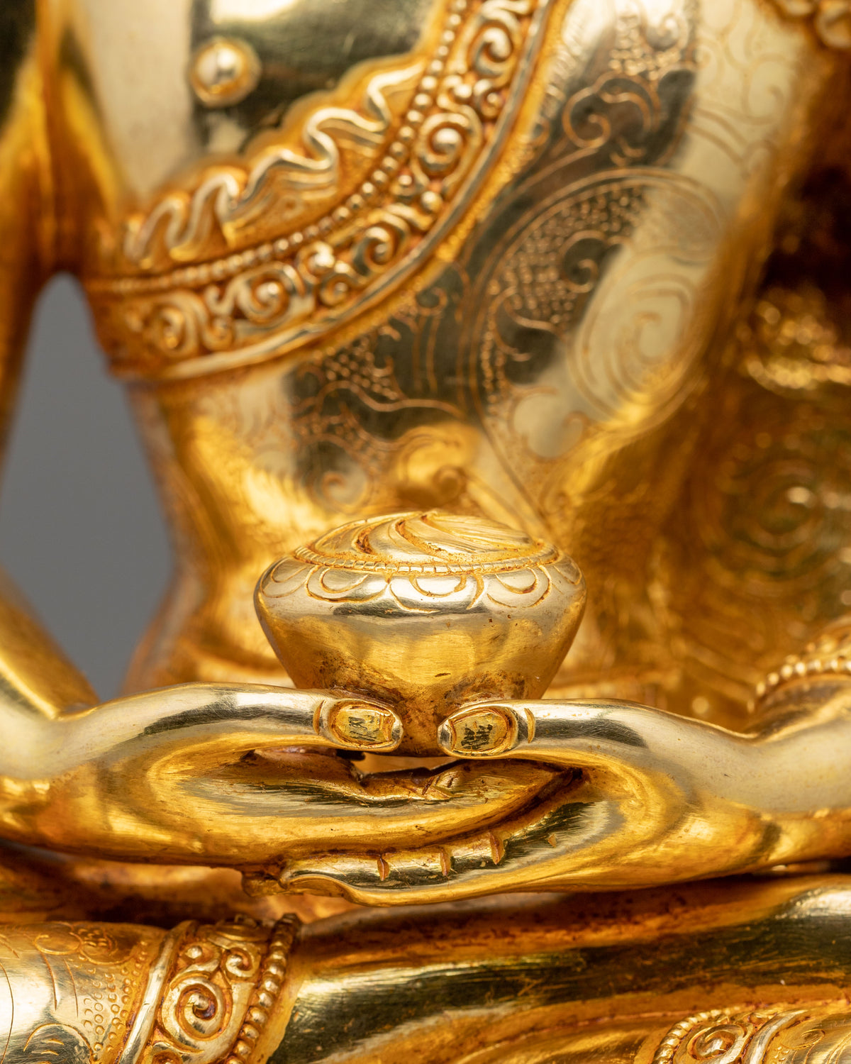 Handmade Amitabha Buddha 24K Gold Coated Sculpture