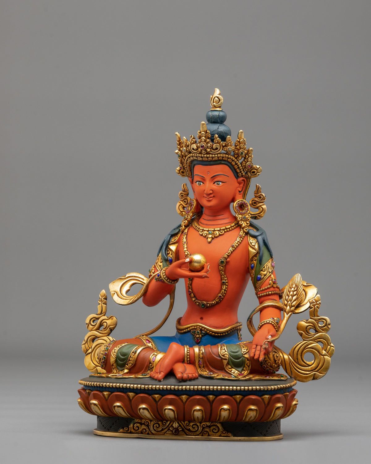 Handmade Kshitigarbha Copper Sculpture | Traditional Buddhist Artwork