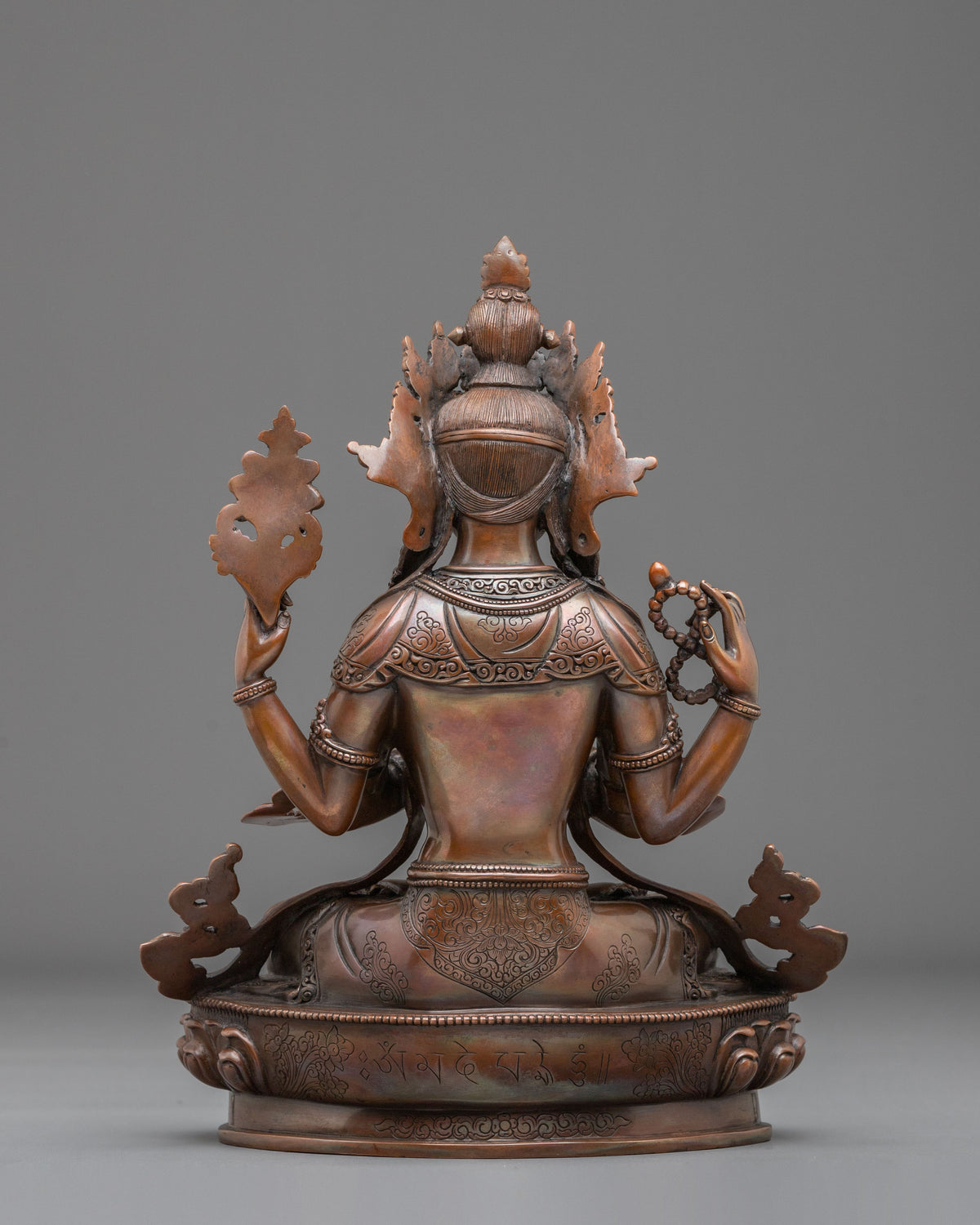 Chenrezig Handcrafted Statue in Oxidized Copper