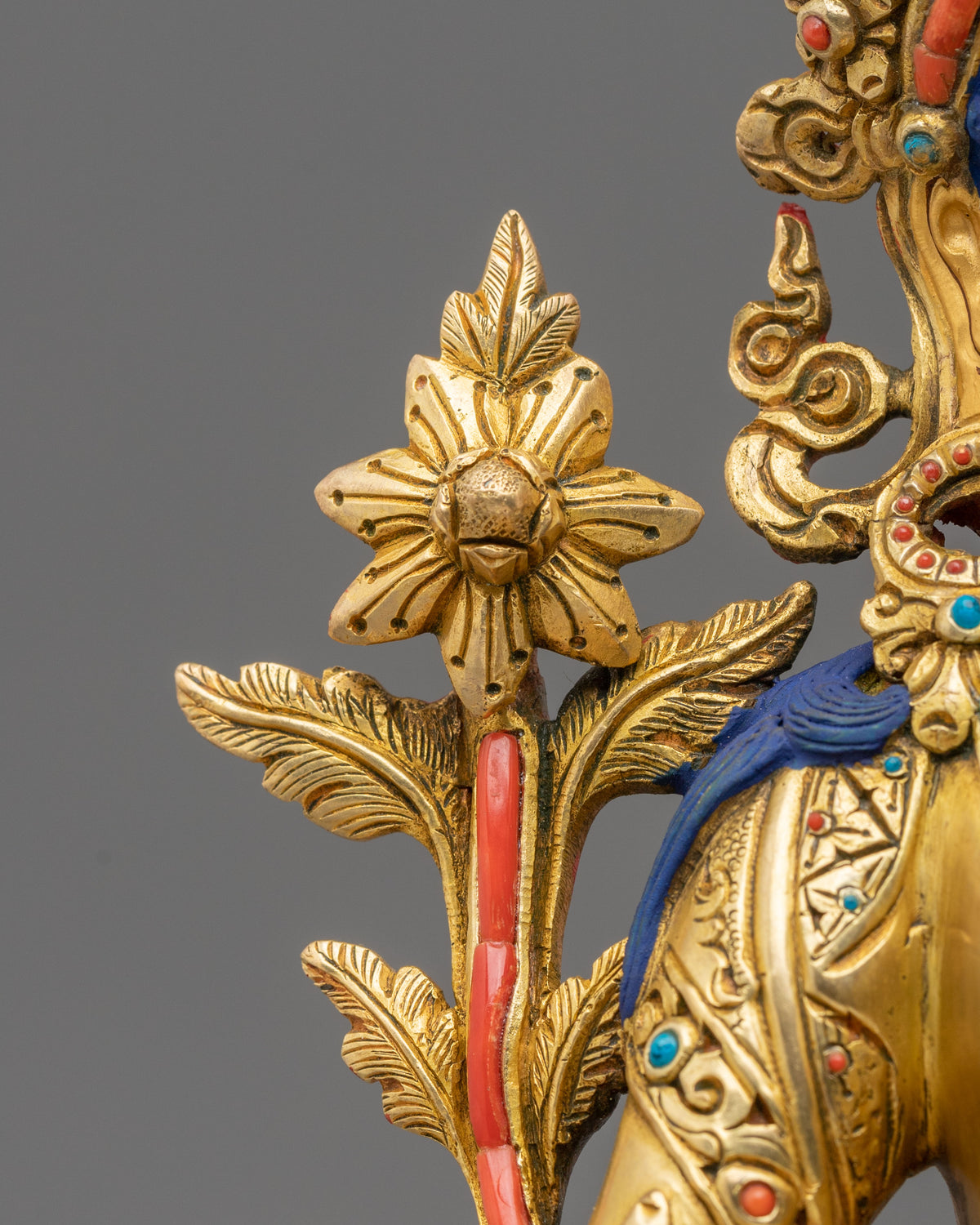 Green Tara Handmade Statue with 24K Fire Gold Gliding