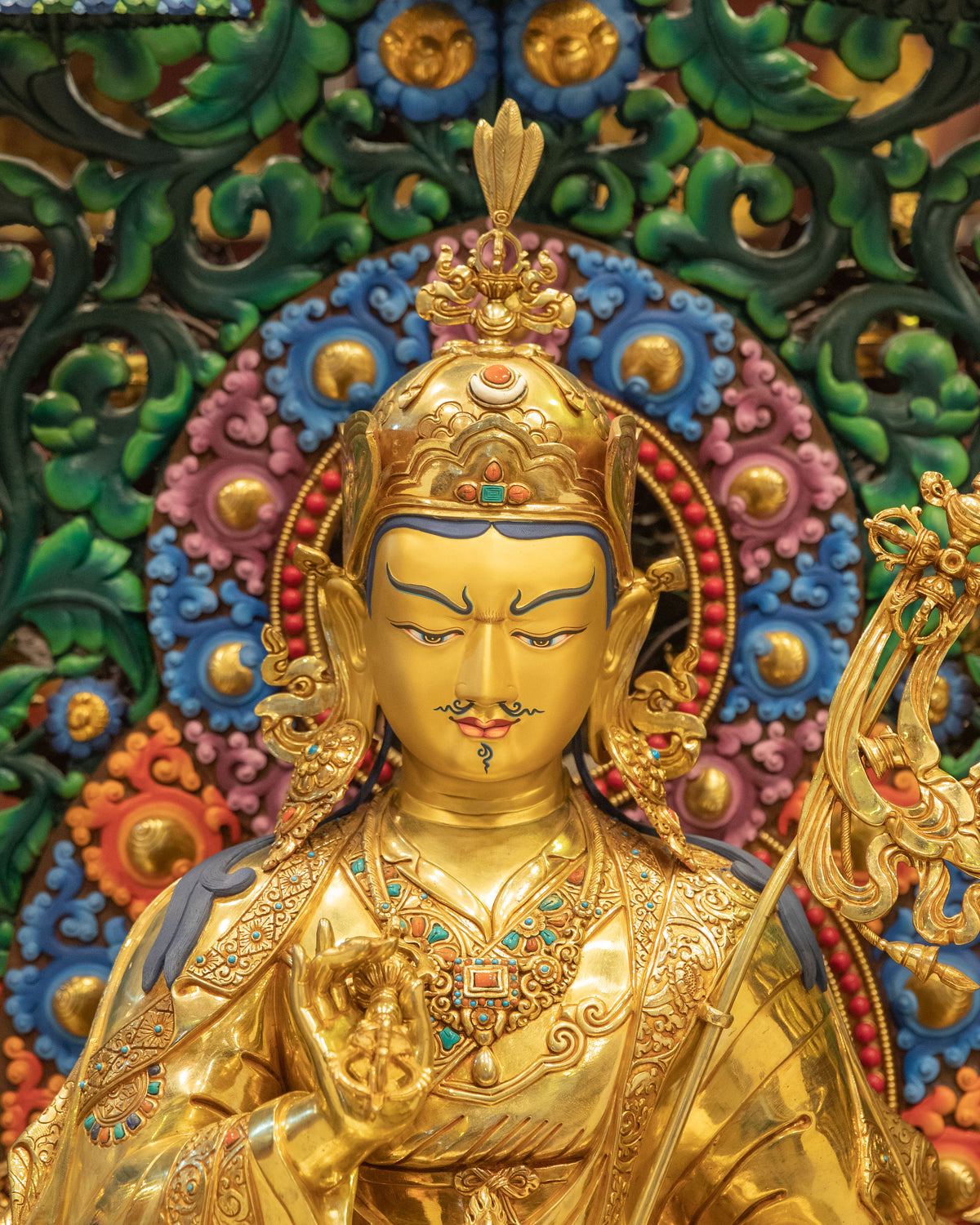 Guru Rinpoche with Eight Manifestation Statue Set
