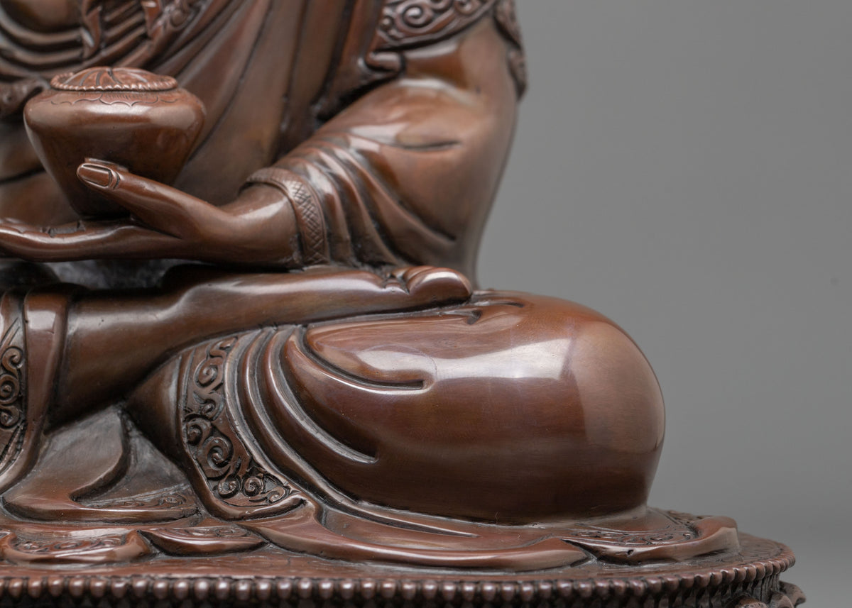 Shakyamuni Buddha Statue: Oxidized Copper Buddhist Sculpture