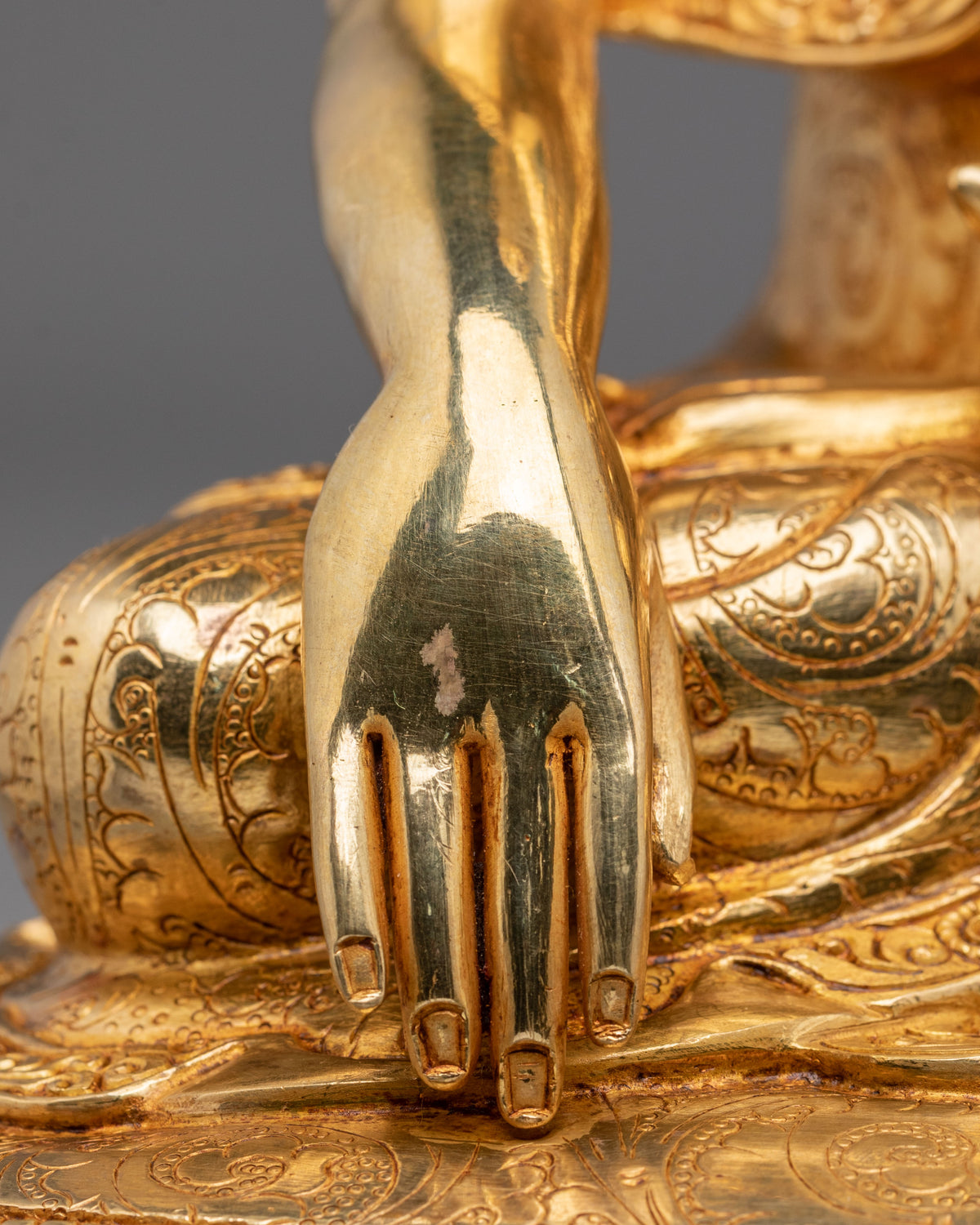 Traditional Copper Statue of Shakyamuni Buddha | 24K Gold Gilded Sculpture