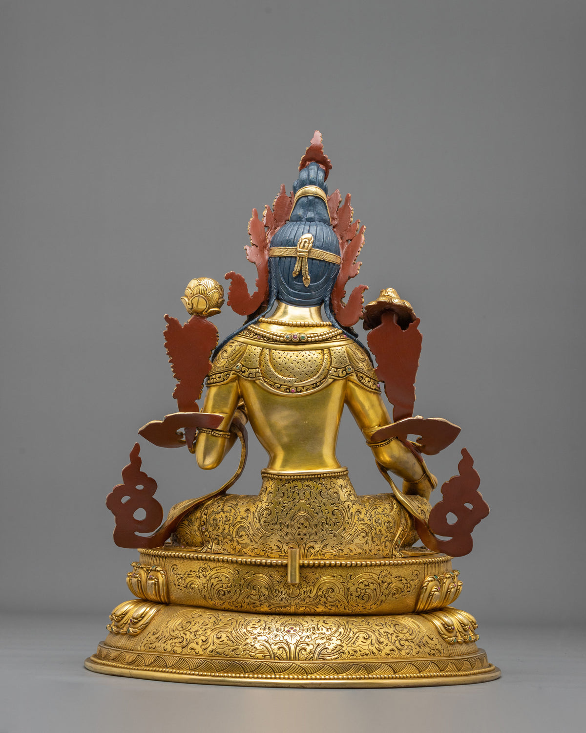 Green Tara 24K Gold-Coated Statue | Copper Form of Sacred Protection