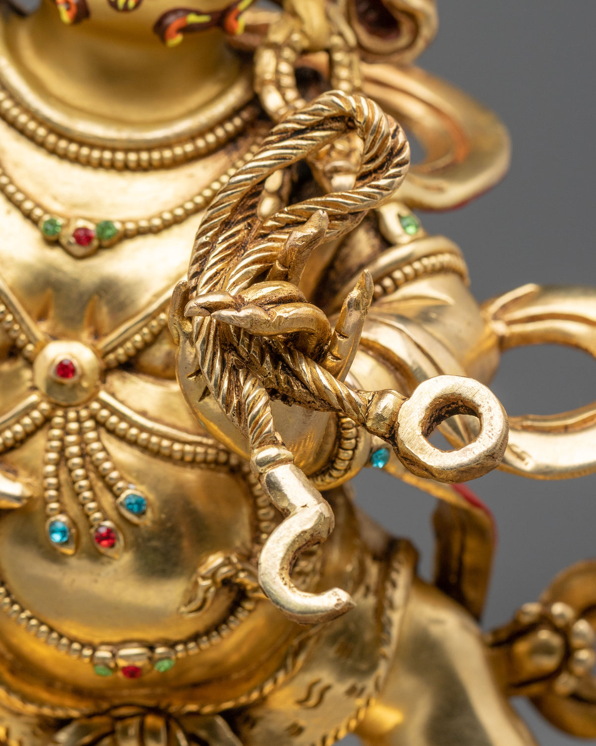 Vajrapani 24K Gold Gilded Sculpture: Wrathful Protector and Holder of the Vajra