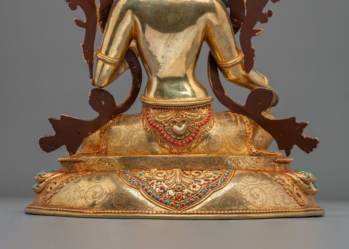 24K Gold Coated Green Tara Sacred Sculpture | Goddess of Compassion