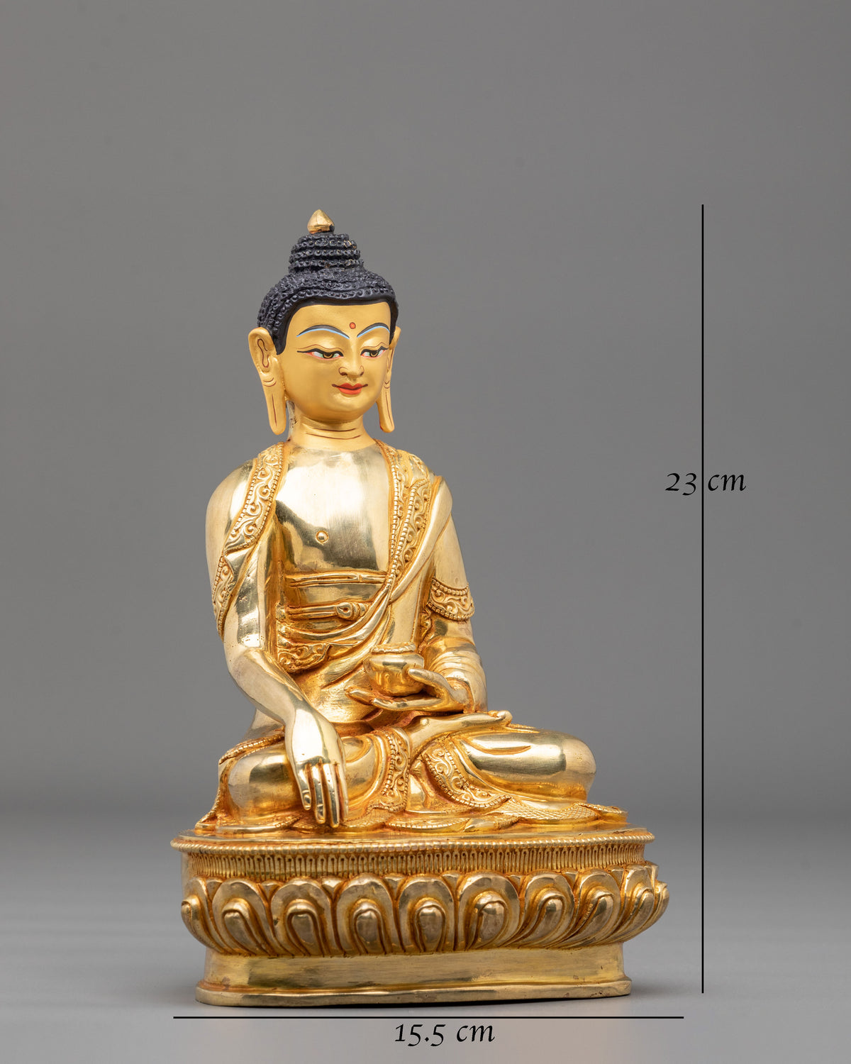 24K Gold-Coated Shakyamuni Buddha Copper Sculpture