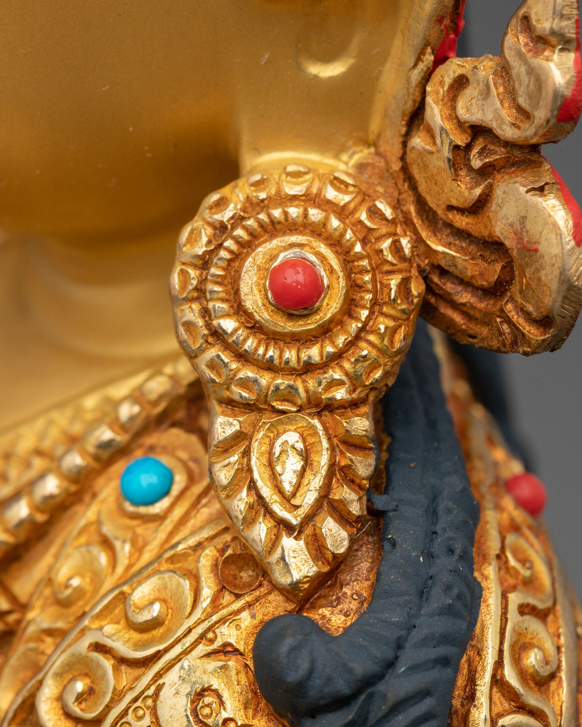Radiant Gemstones Adorned Guru Tsokye Dorje Sculpture
