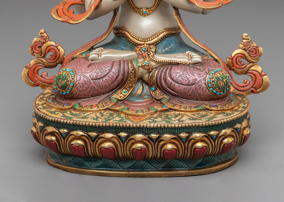 Four Armed Chenrezig Traditional Sculpture: Bodhisattva of Great Compassion