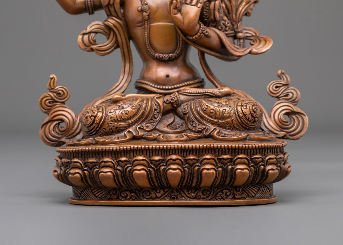 Manjushri Oxidized Copper Sculpture | Himalayan Buddhist Sacred Art