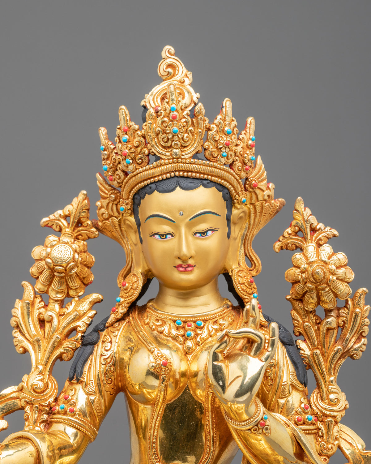 Green Tara Fire Gold Coated Statue | Made in Nepal