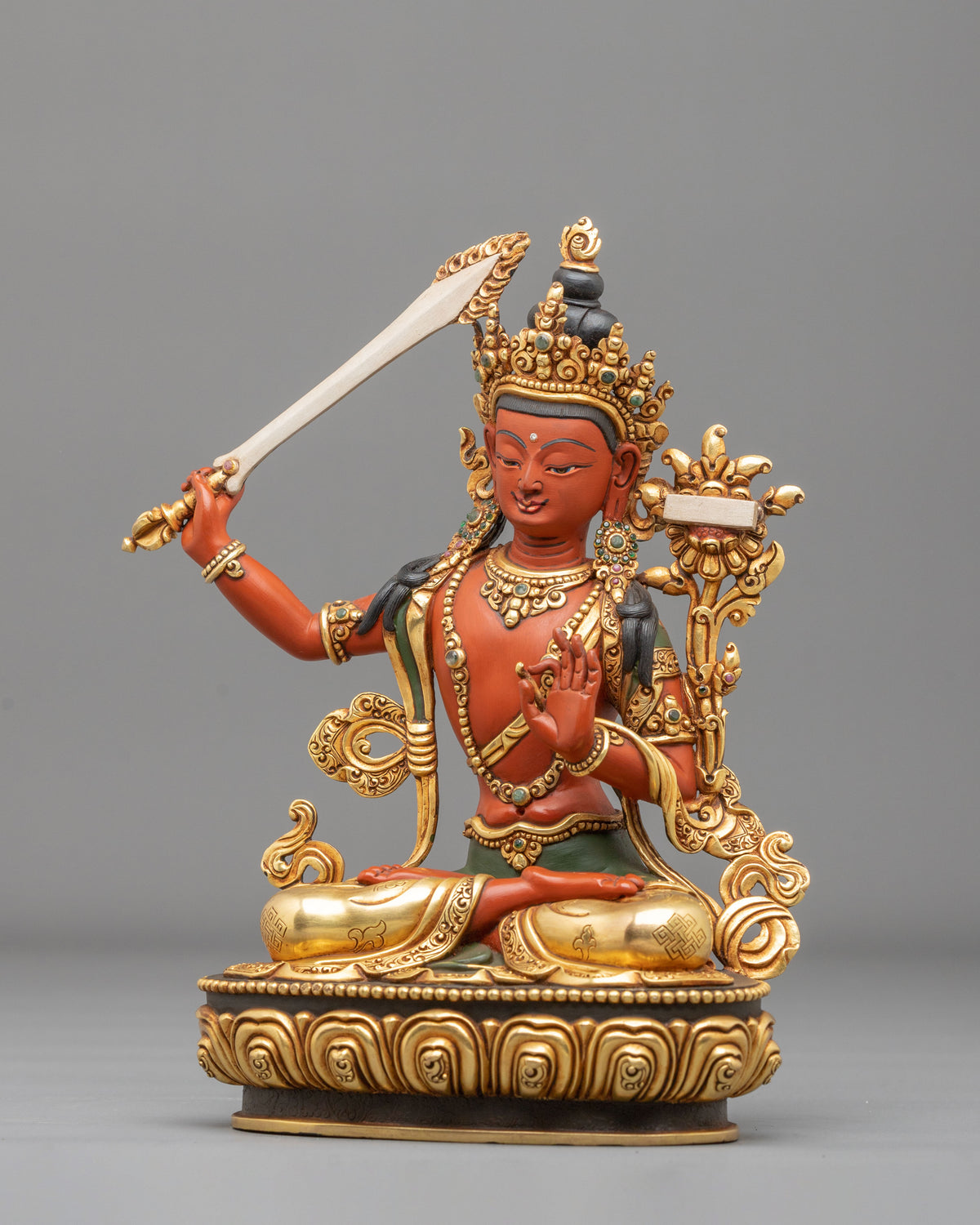 Manjushri Buddhist Sculpture | Handcrafted Wisdom Buddha Statue