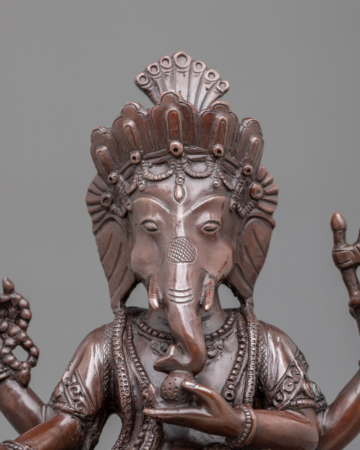 Ganesh Remover of Obstacles Statue | Oxidized Copper Hindu Deity Sculpture
