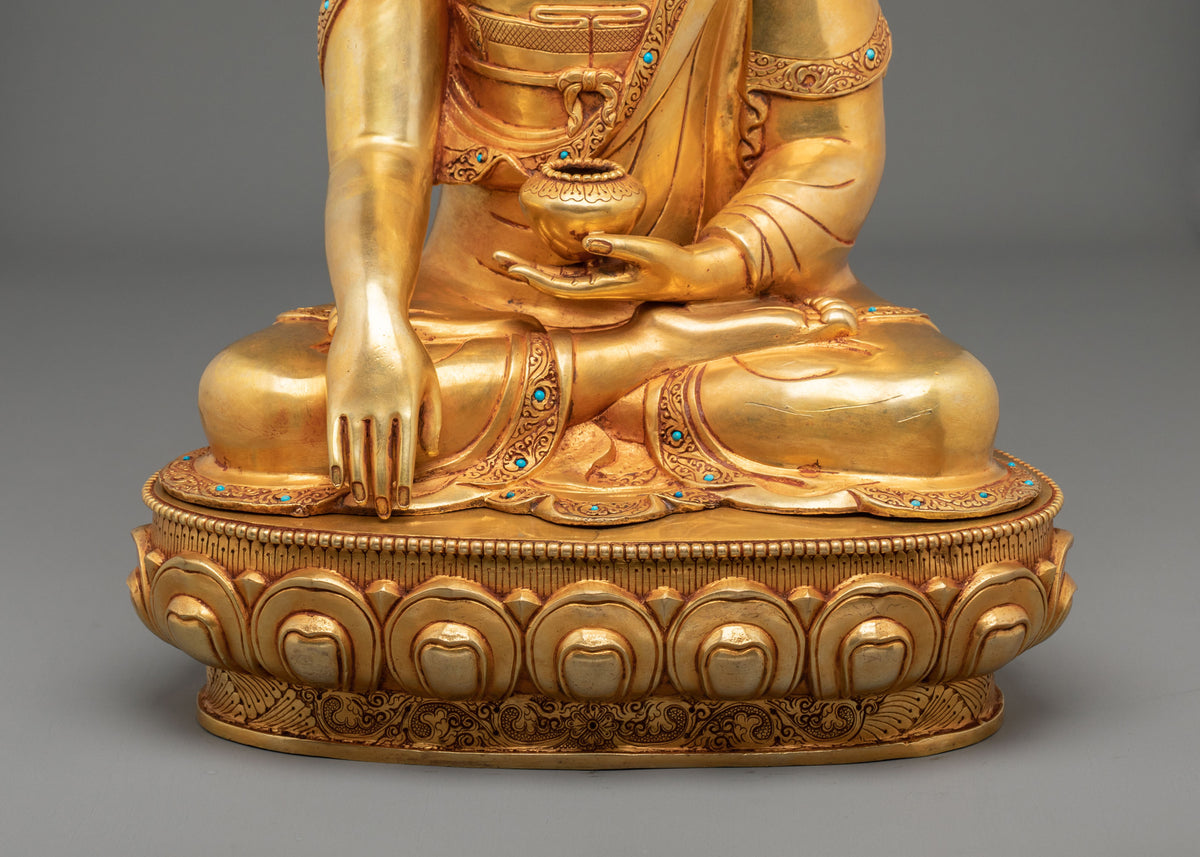 Statue of Shakyamuni Buddha the Enlightened One | 24K Gold Gilded