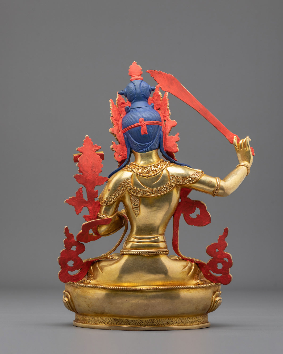 Manjushri Buddhist Wisdom Statue | 24K Gold Gilded Sculpture