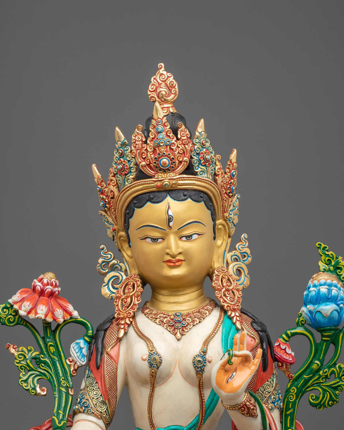 White Tara Handcrafted Buddhist Statue | 24K Gold Gilded