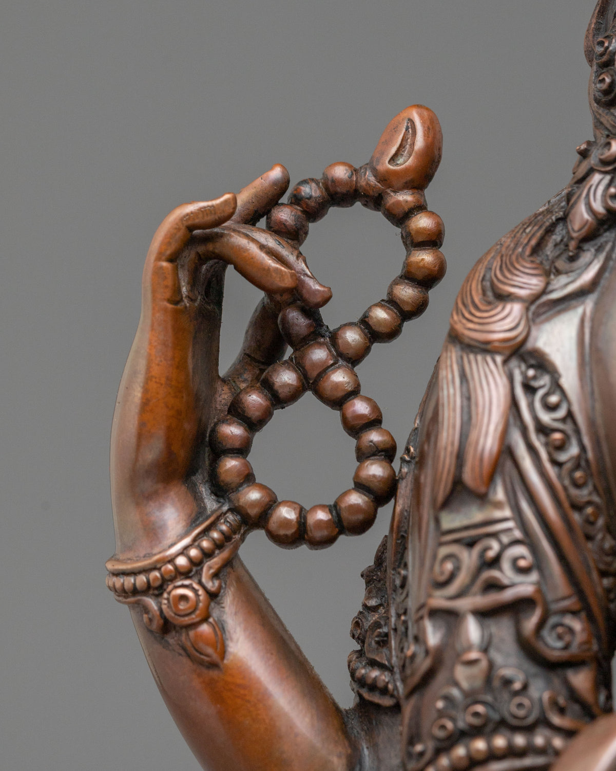 Chenrezig Handcrafted Statue in Oxidized Copper