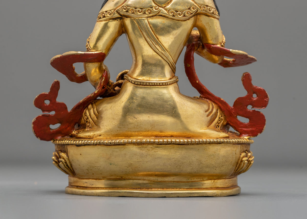 Hand Carved Vajrasattva Copper Sculpture | 24K Gold Gilded Purification Statue