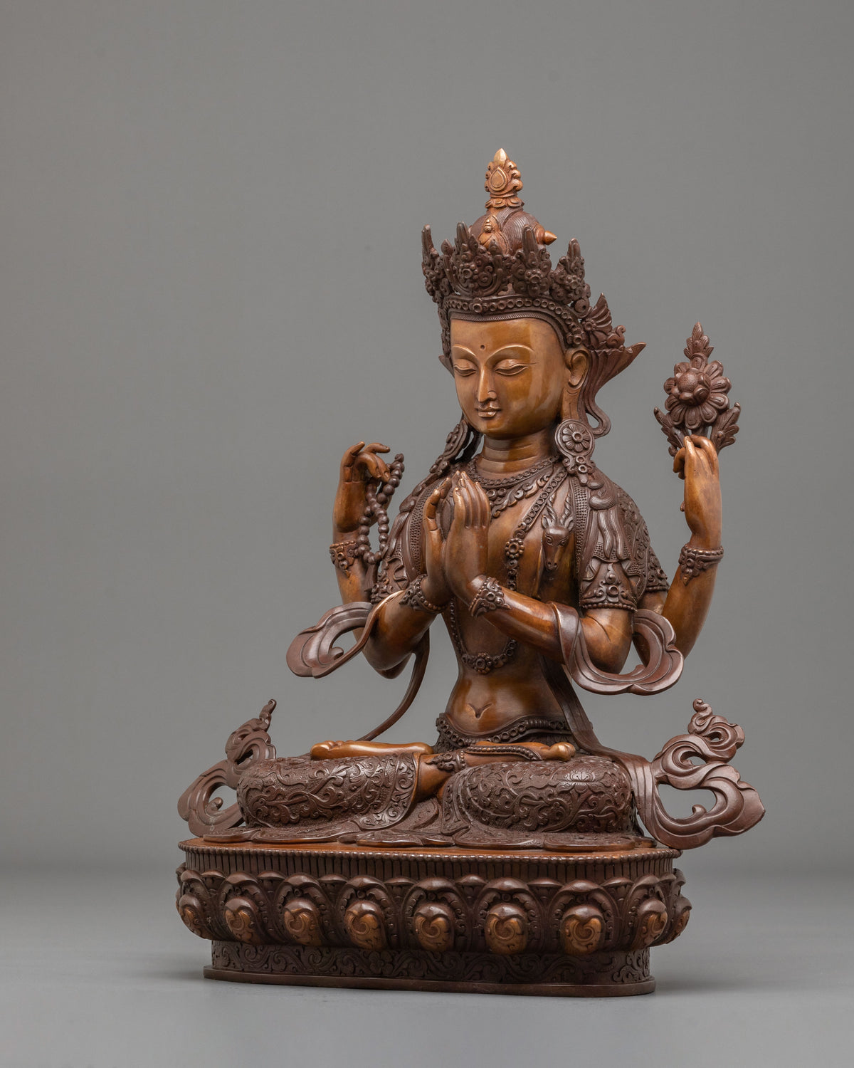 Chenrezig Four Arms Mercy Statue | Buddhist Sculpture of Great Compassion