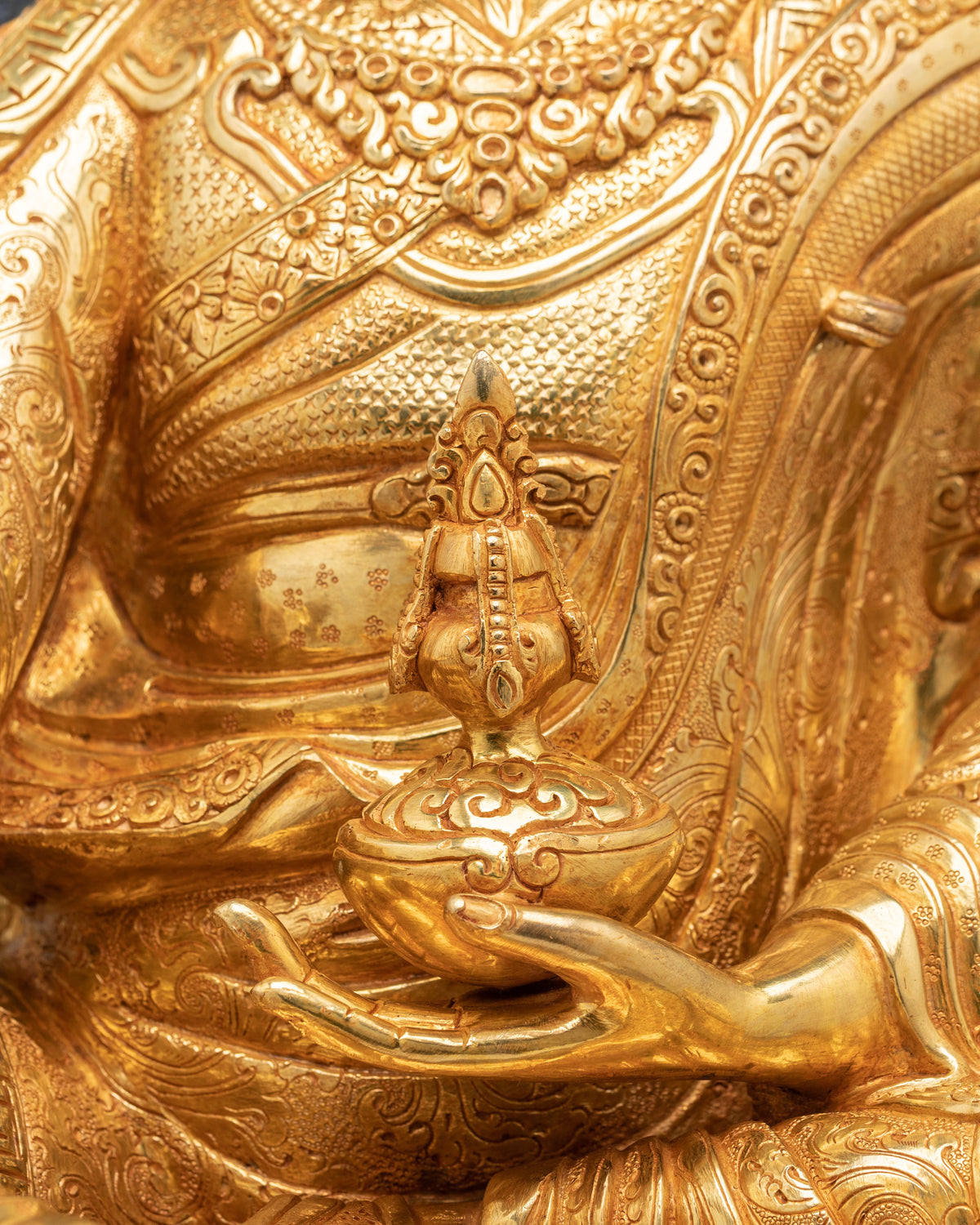 24K Gold Gilded Sacred Sculpture of Guru Rinpoche