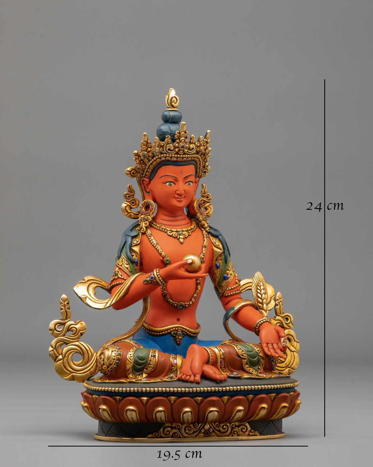 Handmade Kshitigarbha Copper Sculpture | Traditional Buddhist Artwork