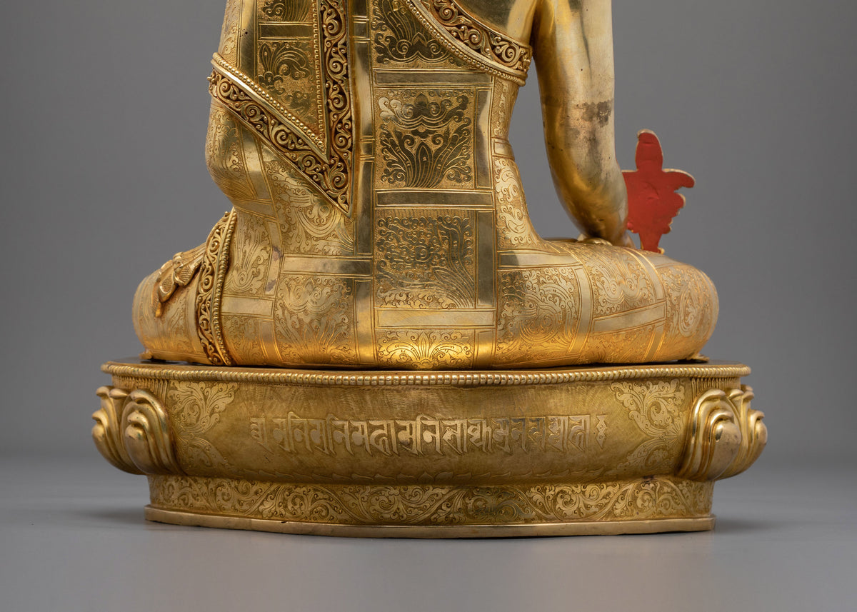 Medicine Buddha: 24K Gold Gilded Copper Statue