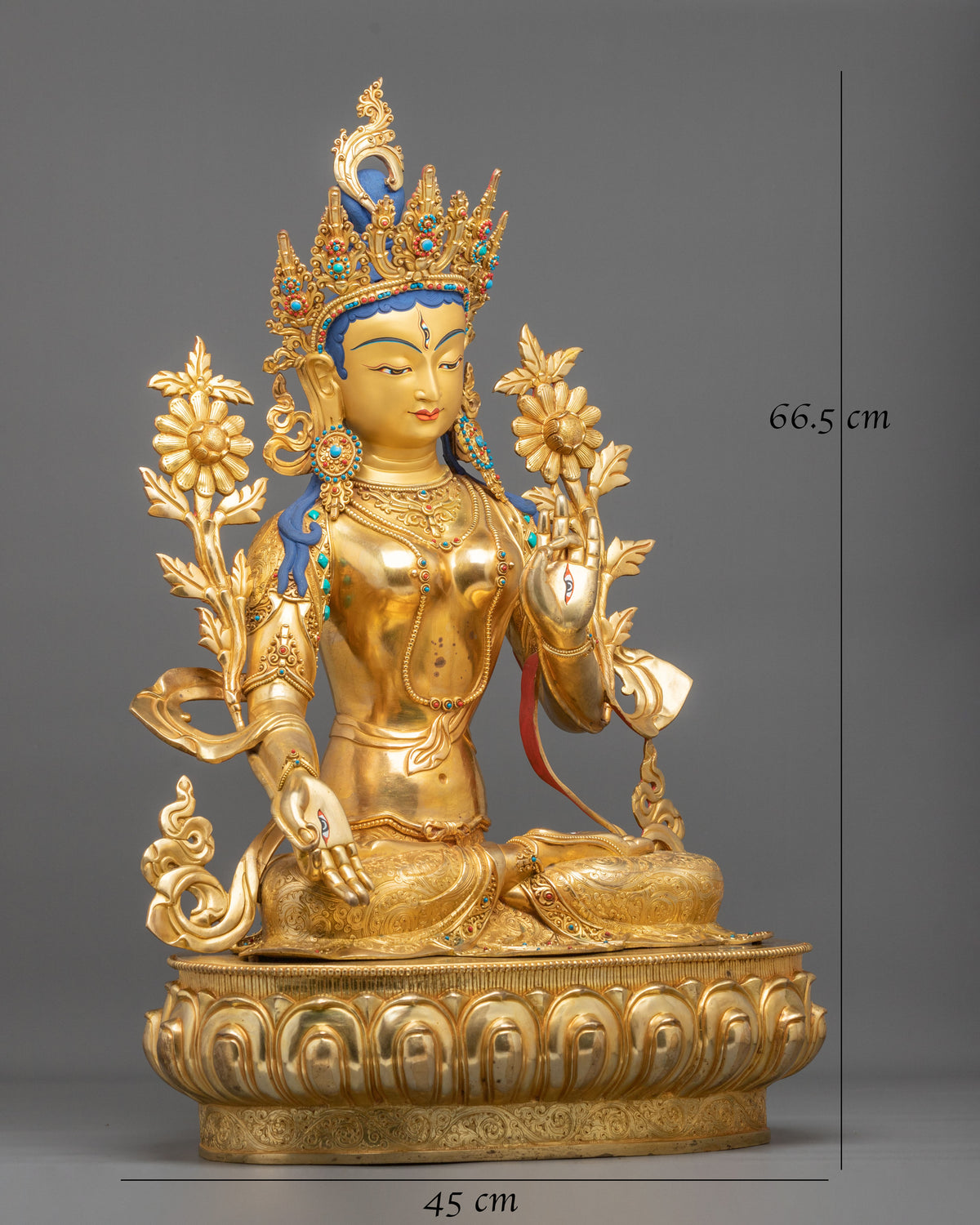 Long Life Goddess White Tara Sculpture | Goddess of of Compassion and Longevity
