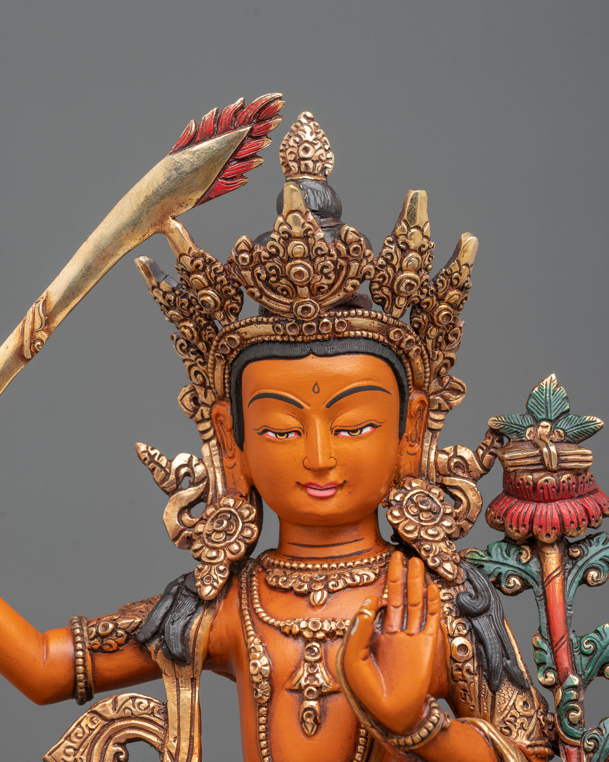 Simhanada Manjushri Wisdom Bodhisattva Sculpture for Altar