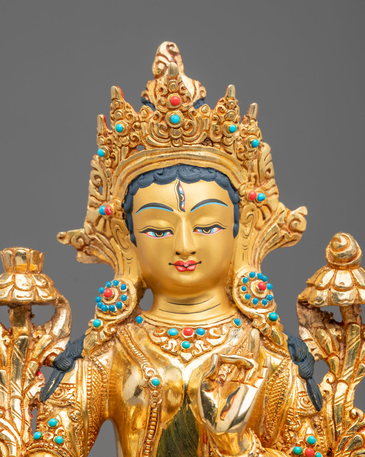 White Tara 24K Gold Coated Sculpture | Altar Decor