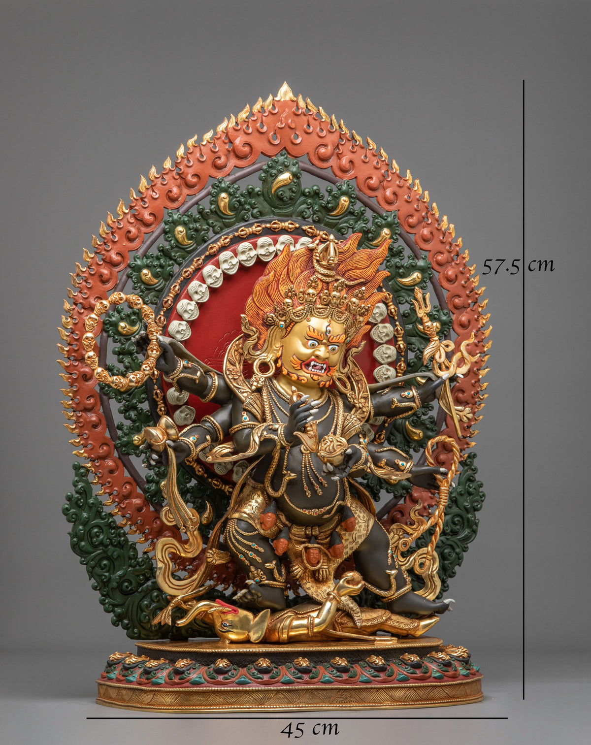 Six-Armed Mahakala Wrathful Guardian Statue | Himalayan Buddhist Shrine Art