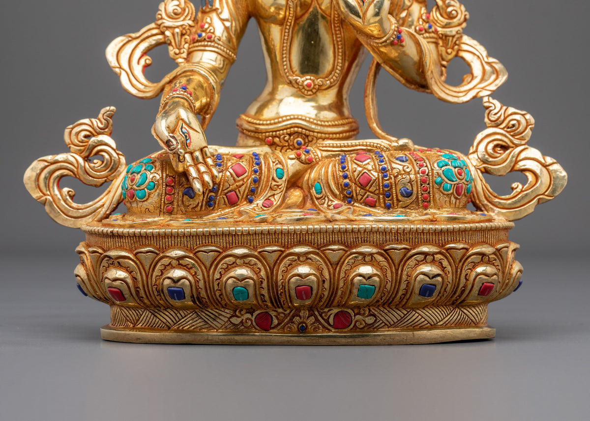 White Tara Gemstones Adorned Sculpture