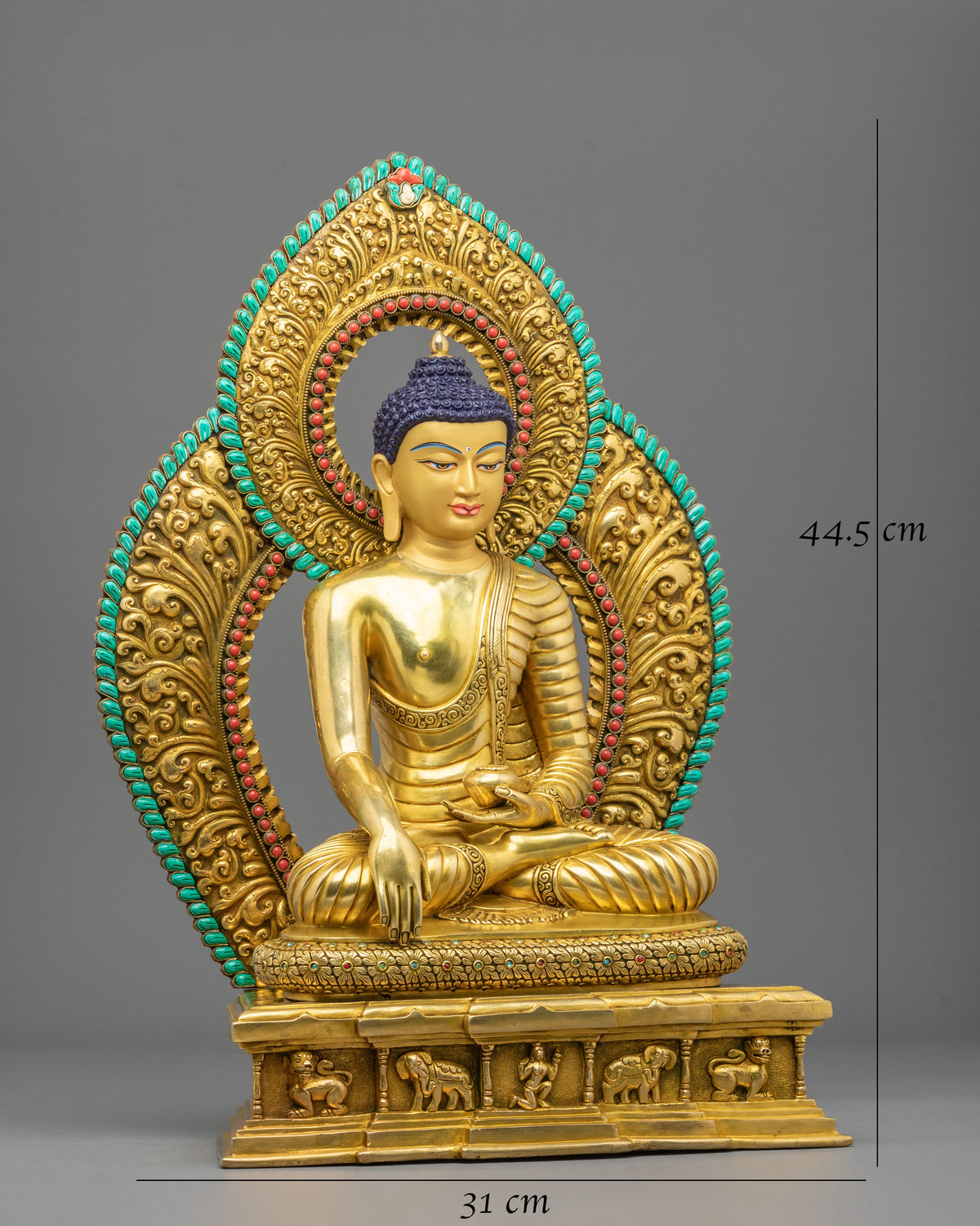 Shakyamuni Buddha 24K Gold Gilded Traditional Sculpture | Himalayan Sacred Altar Decor