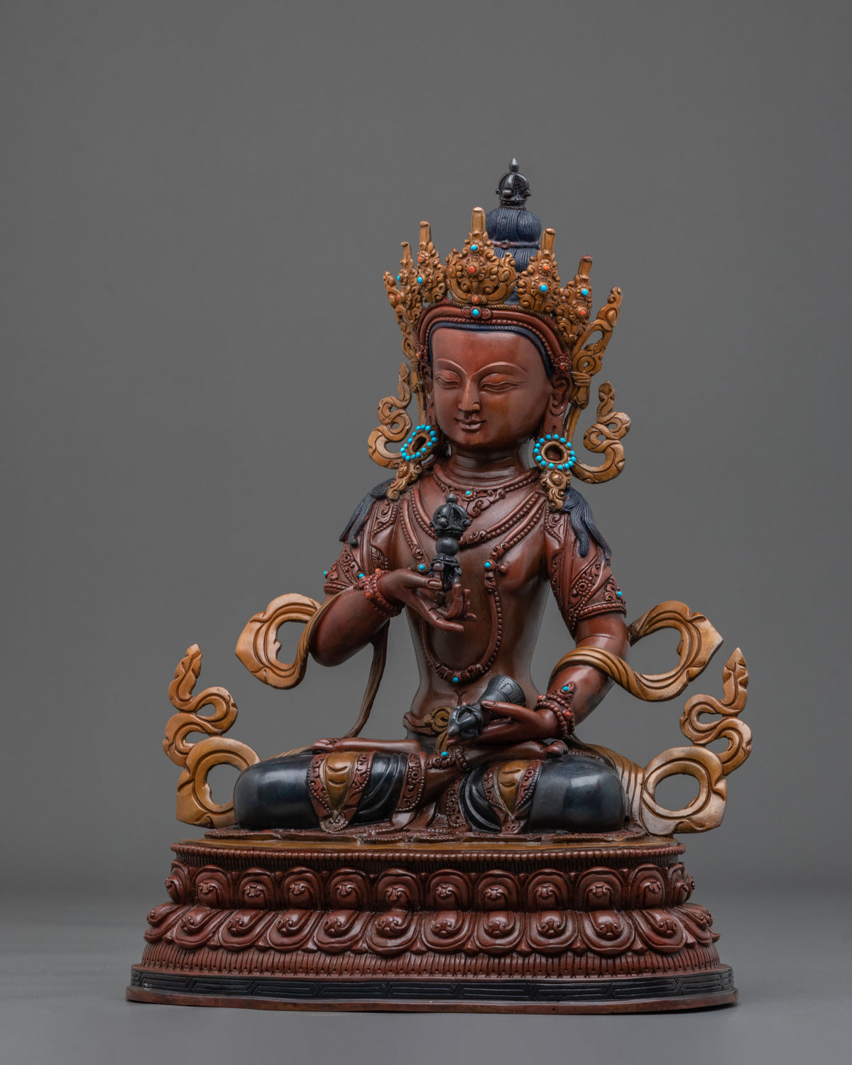 Vajrasattva Oxidized Copper Figurine | Buddha of Purification and Wisdom