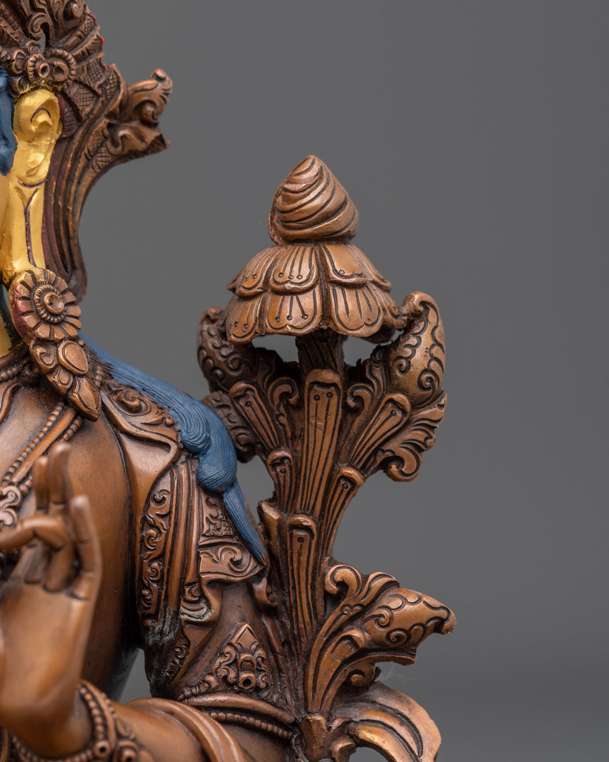 Green Tara Sculpture | Handcrafted Gemstones Adorned Figurine