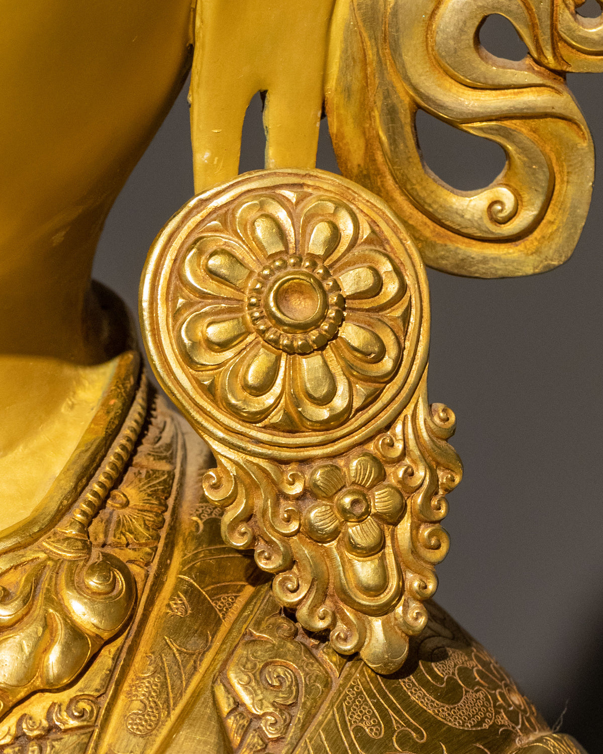 Crown Shakyamuni Buddha 24K Gold Coated Sculpture