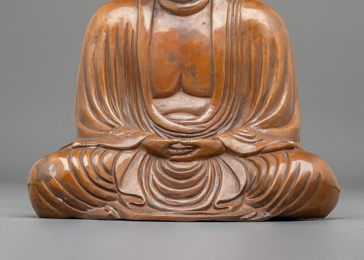 Buddha Peaceful Meditation Statue in Oxidized Copper