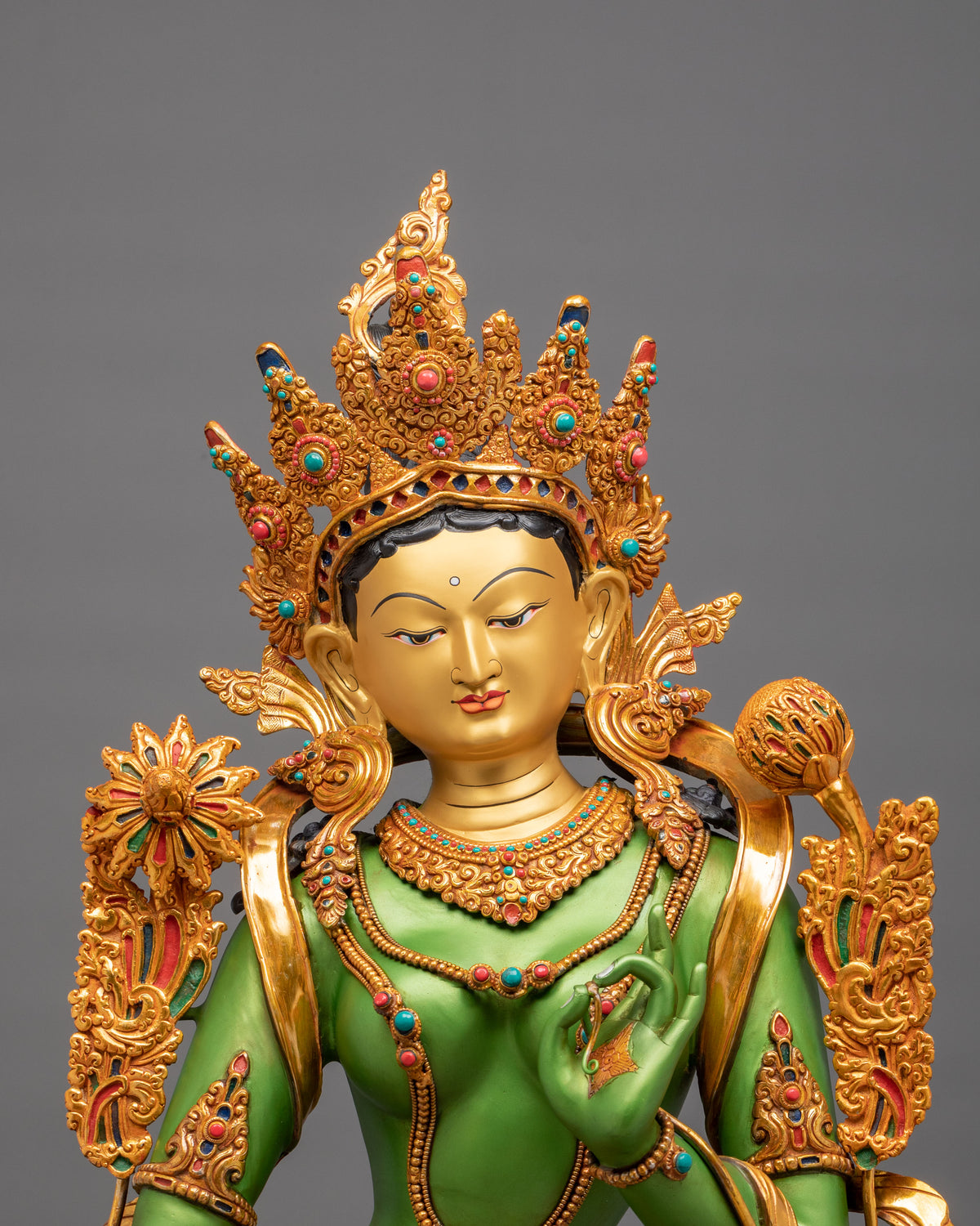 Standing Green Tara Sculpture | 50 Inches Tall Buddhist Statue
