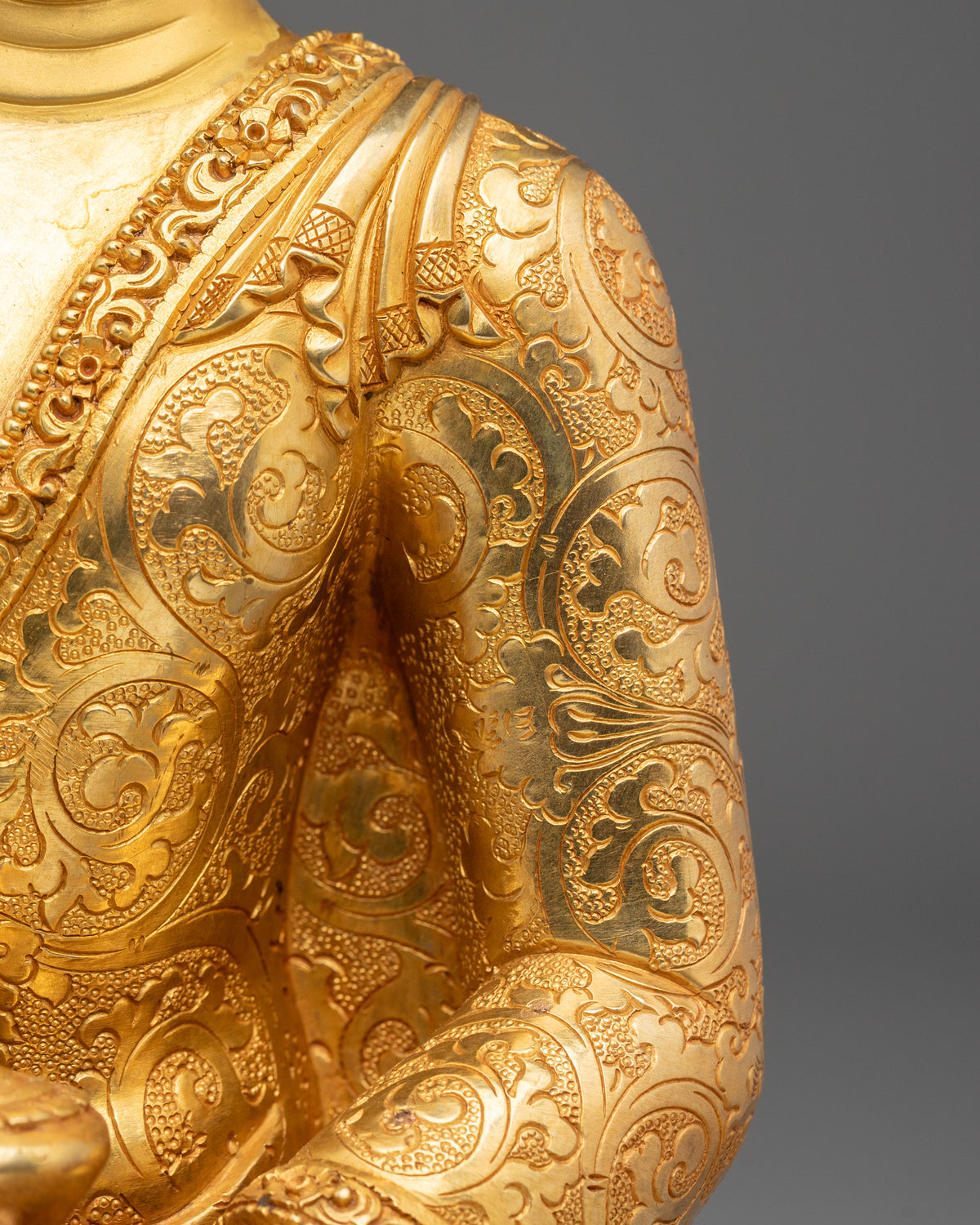 Himalayan Shakyamuni Buddha Sculpture in 24K Gold Gilded Copper
