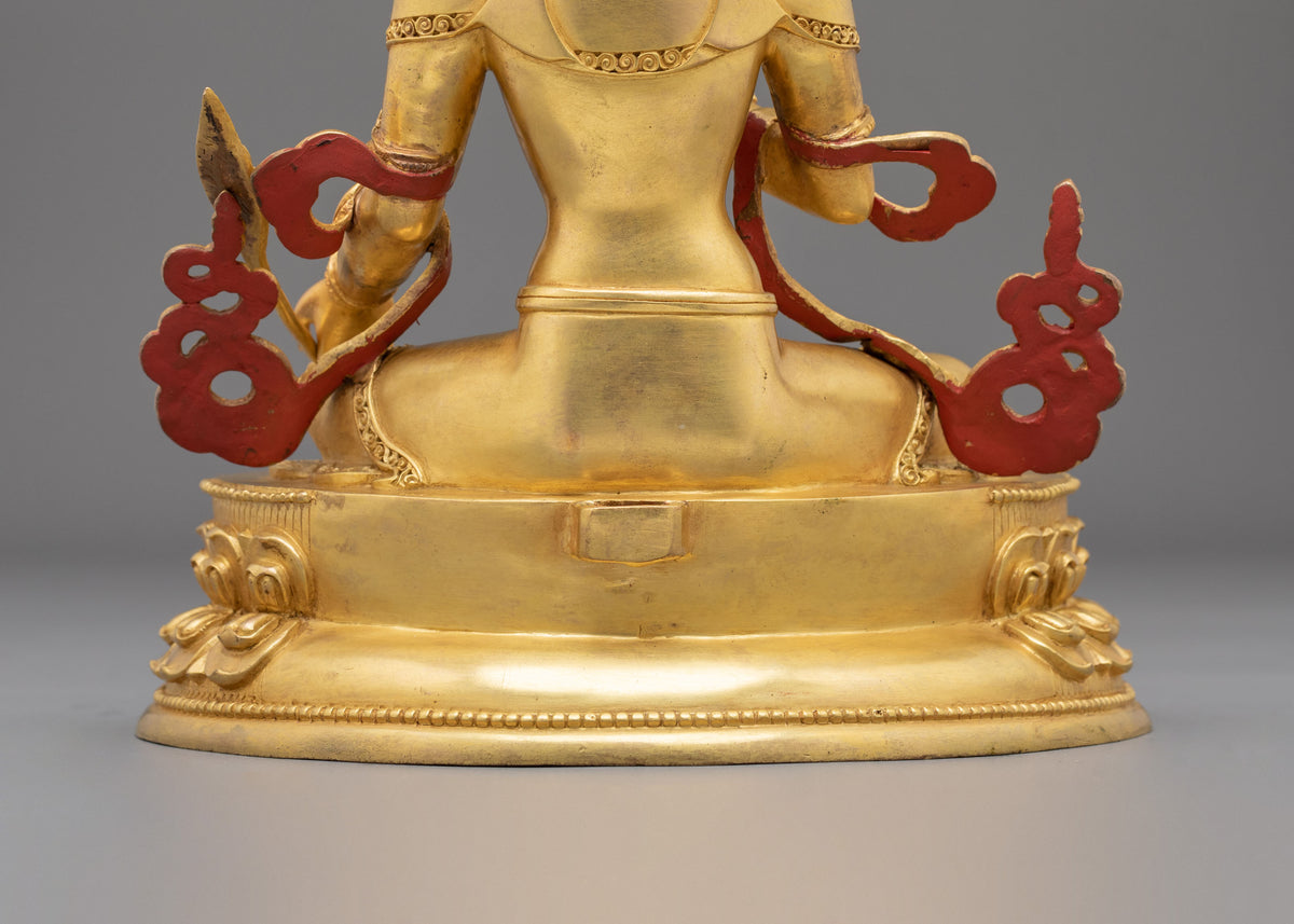 24k Gold Gilded Kshitigarbha Statue | Sacred Copper Figurine